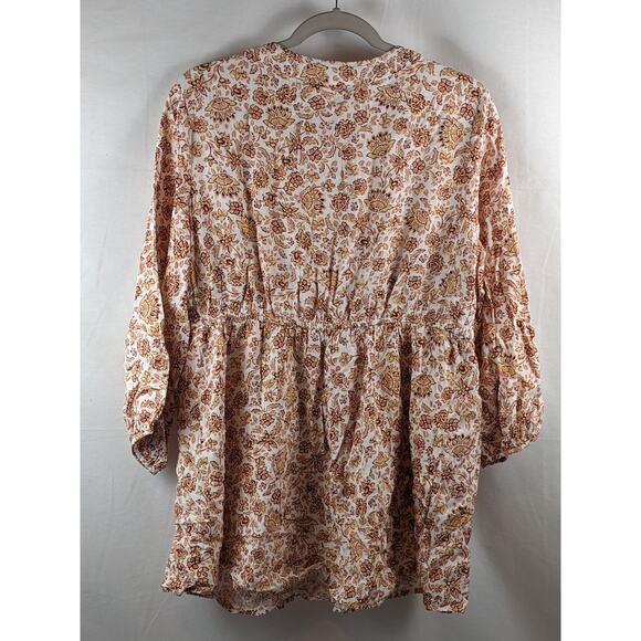 3/4 Sleeve Peasant Woven Maternity Blouse Ingrid &‎ Isabel Floral Career Tie XS - Picture 2 of 8
